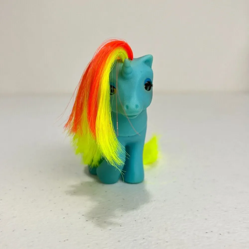 Vintage G1 My Little Pony BBE Baby Ribbon Blue Yellow Orange Hasbro 1985 Flaws